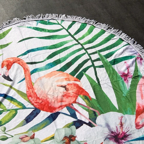 1 LEFT! Tropical Flamingo Terry Cloth Beach Towel - Picture 4 of 7